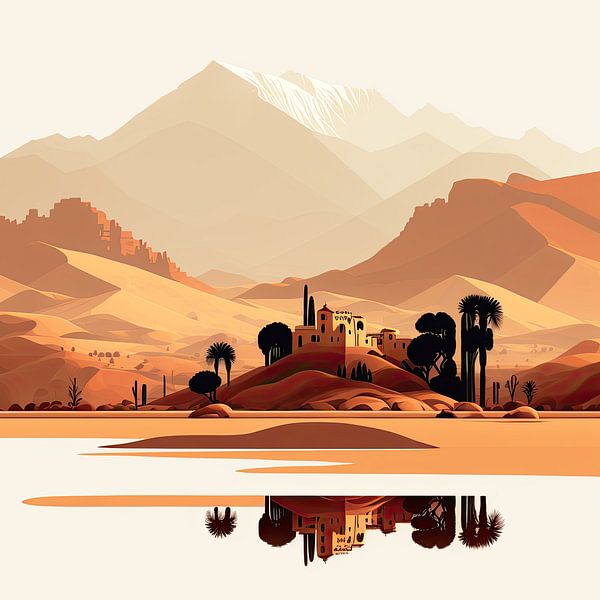 Marokkanische Oasenlandschaft im Stil der Minimal Art von Vlindertuin-Art