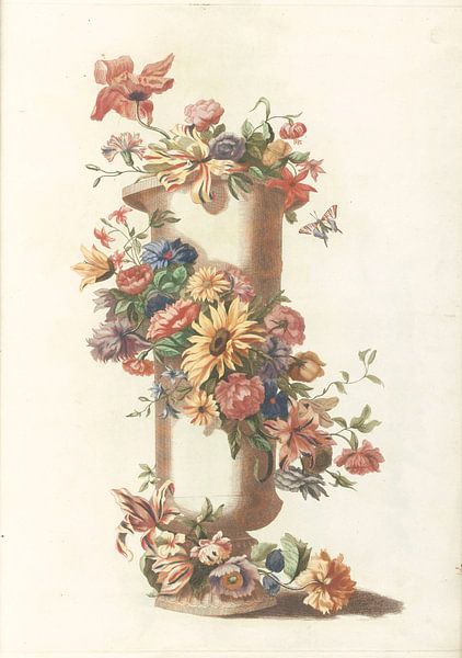 Vase cylindrique avec guirlande florale, anonyme par Des maîtres magistraux