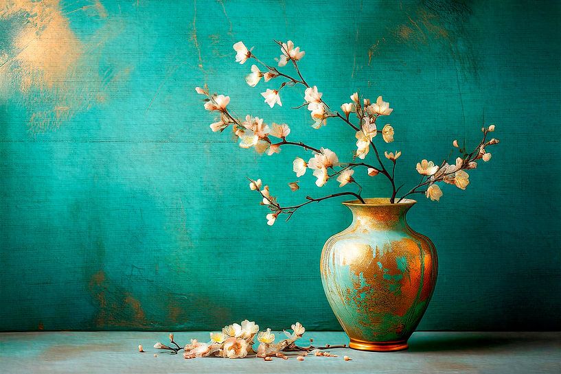 Stillleben einer Vase mit Kirschblüte - Japanischer Stil - 3 von Studio Pieternel