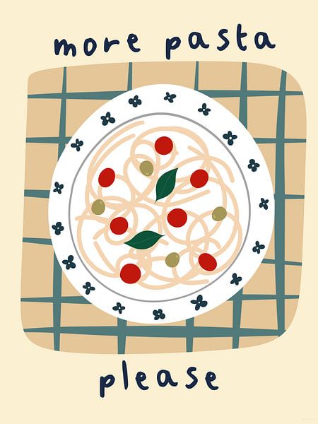 More pasta please | Colourful illustration by Romy Smit