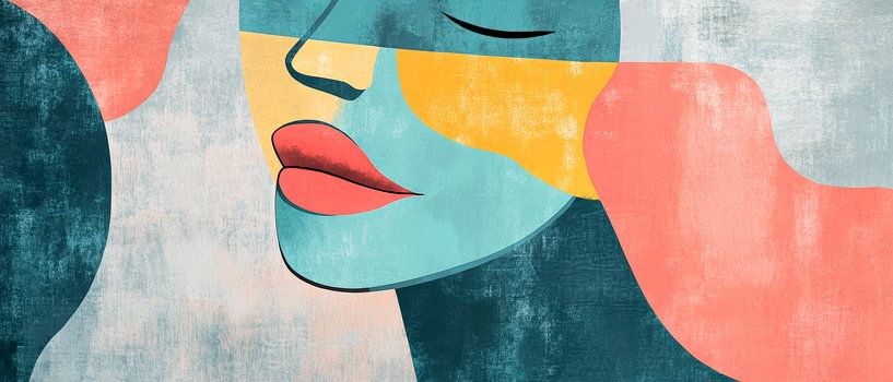 Farbige Gesichtsabstracts mit sanften Tönen von Poster Art Shop