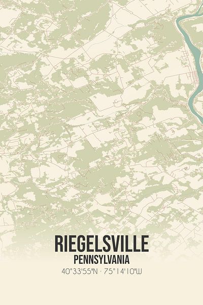 Carte ancienne de Riegelsville (Pennsylvanie), USA. par Affiches de lieux