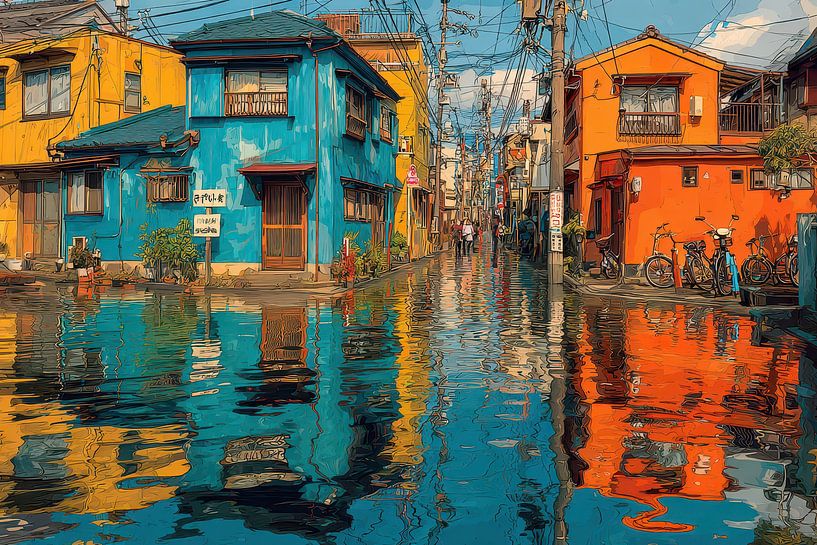 pittoresque village japonais au bord de l'eau par Egon Zitter