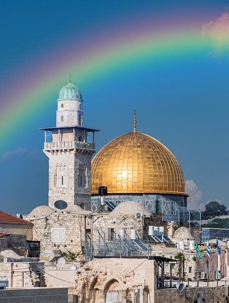 Western Wall and golden Dome of the Rock in Jerusalem Old City, Israel. by ChrisWillemsen