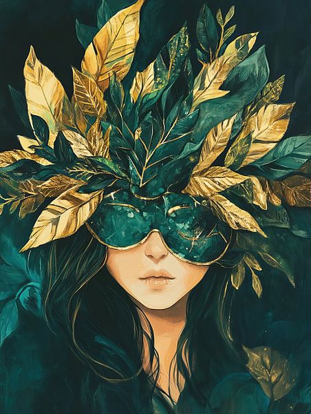 Feuille d'or verte Femme par Studio des Fleurs