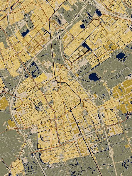 Map of Delft in the style of Gustav Klimt by Maporia