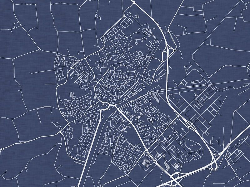 Carte de Middelburg en bleu royal par De Kaartenwinkel