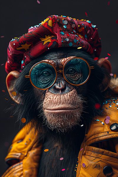 Singe amusant anniversaire dans le style disco des années 60 par Poster Art Shop