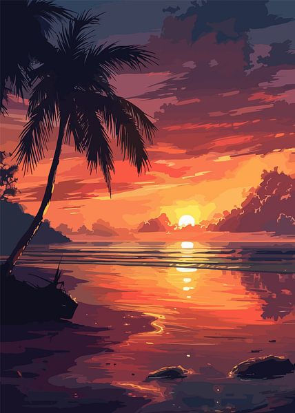 Sonnenuntergang und Strand von Lae