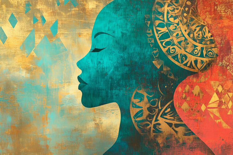 Feminine Silhouette in Farbenpracht von Poster Art Shop