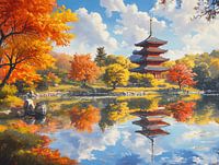 Pagode dans le feuillage d'automne