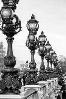 Paris street lamps Pont Alexandre III Black and White
