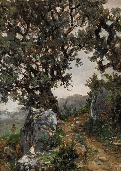Carlos de Haes - le paysage du chêne près de la route de montagne, l'ancien paysage par finemasterpiece
