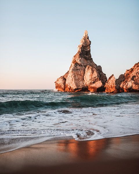 Portugal beach during golden hour by Dayenne van Peperstraten