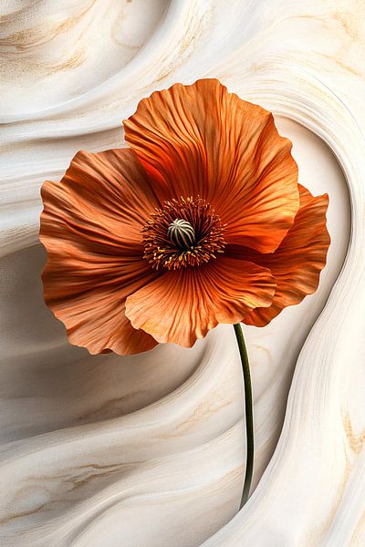 Detailed orange poppy flower by Art & Soul Creations
