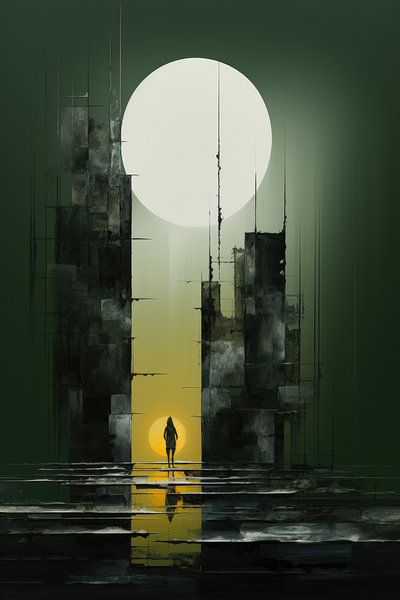 Verfijnde Moderniteit in Olijf Groen van Digitale Schilderijen