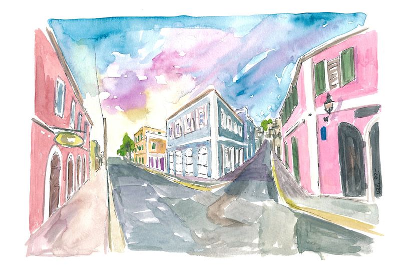 Charlotte Amalie St Thomas US Virgin Islands Romantic Colonial Street Scene par Markus Bleichner