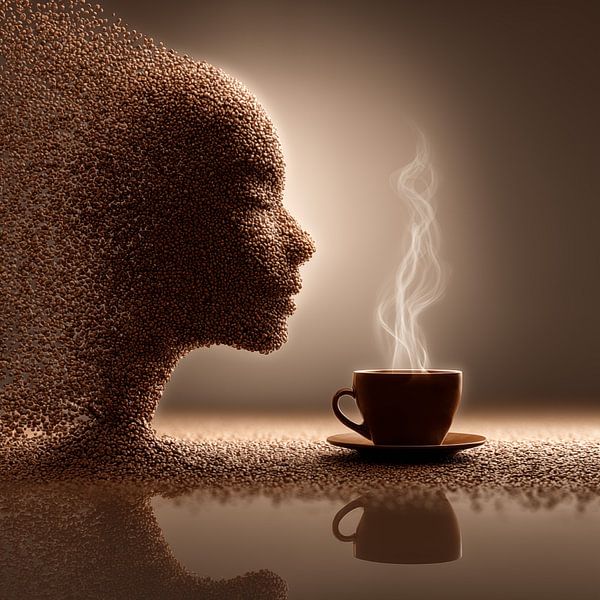 Kaffee - Kopf von Kaffeebohnen von Schwarzer Kaffee