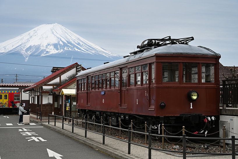 Vintage Train and Mount Fuji - Fujikawaguchiko Station Japan by Matthias Hauser