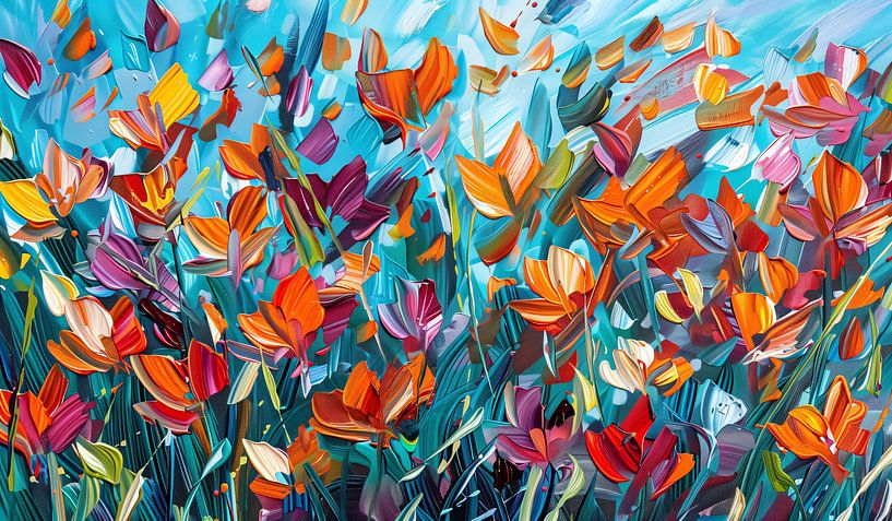 Champ de fleurs abstraites joyeux par Jacky