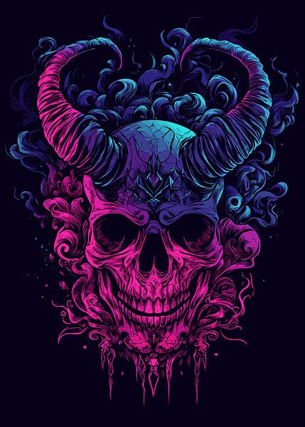Mystical skull with horns by Pixelbull Design