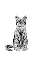 Chat en poster - noir et blanc - illustration au trait - ferme - fromage pour enfants