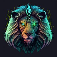 Die Magie eines fluoreszierenden Löwenkopfes