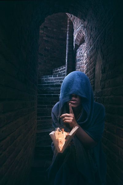 Portrait of Woman with Burning Book - Symbolism of Education and Feminism by Elianne van Turennout