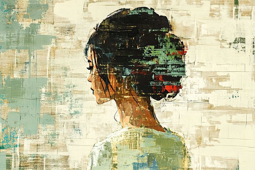 Portrait de femme | Echoes of Colorful Dreams par Peintures accrocheuses