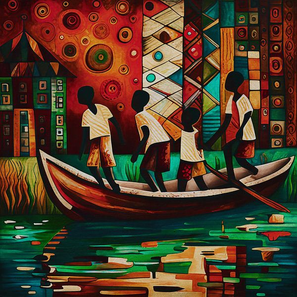 Joyous Play by the Serene River: A Tribute to Childhood by Jan Keteleer