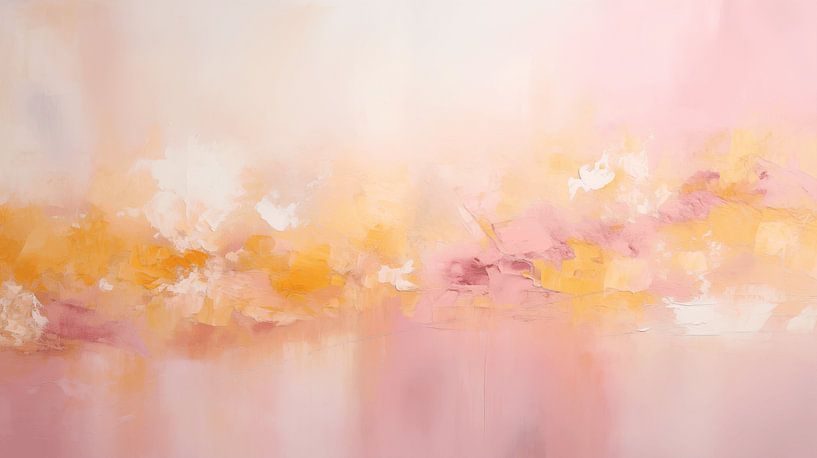 Abstrakte Malerei, rosa und gelb strukturierter pastellfarbener Kunst Design Hintergrund von Animaflora PicsStock