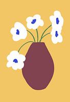 Nature morte néerlandaise avec un vase et des fleurs en bleu et orange de Delft