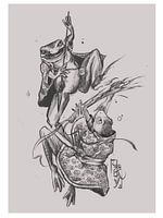 Frösche im Kimono - Skizze