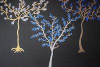 Drei blühende Bäume