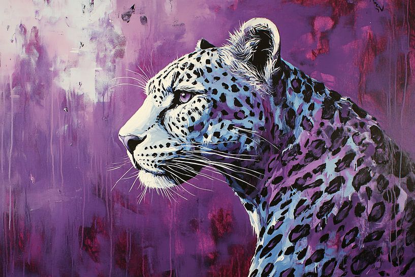 Peinture léopard en bleu violet par Imperial Art House