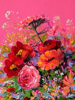 Bouquet de fleurs vibrant sur toile