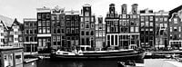 Amsterdam, Herengracht with boat in black and white