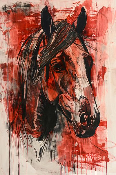 Peinture abstraite d'un cheval en action par Art & Soul Creations