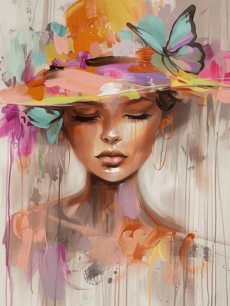 Modernes und abstraktes Porträt in Pastellfarben von Studio Allee