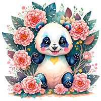 Glücklicher Panda in Blumen
