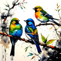 3 Oiseaux sur une branche