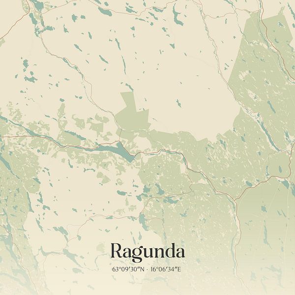 Carte ancienne de Ragunda, Suède. par Affiches de lieux