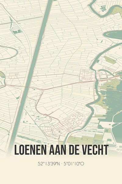 Vintage landkaart van Loenen aan de Vecht (Utrecht) van Stad & Wand