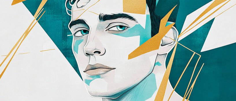 Élégance géométrique - Portrait en bleu Couleurs et clarté par Poster Art Shop