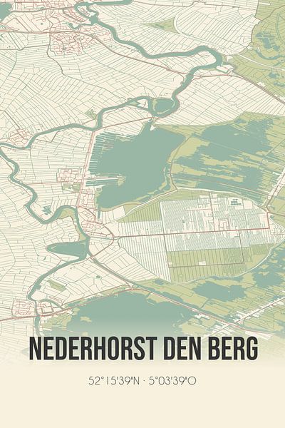 Vieille carte de Nederhorst den Berg (Hollande du Nord) par Affiches de lieux