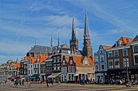 Marktplatz Delft schwarz-weiss
