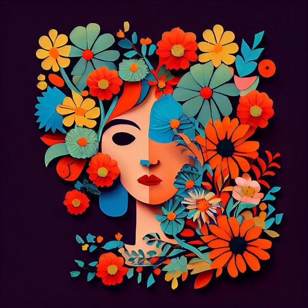 Dame aux fleurs abstraites par Bianca ter Riet