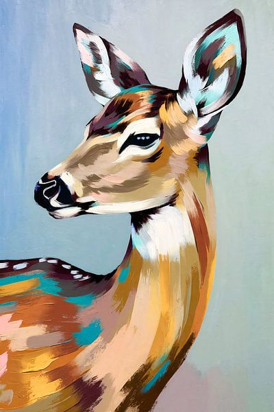 Peinture colorée de cerfs en pop art par Art & Soul Creations