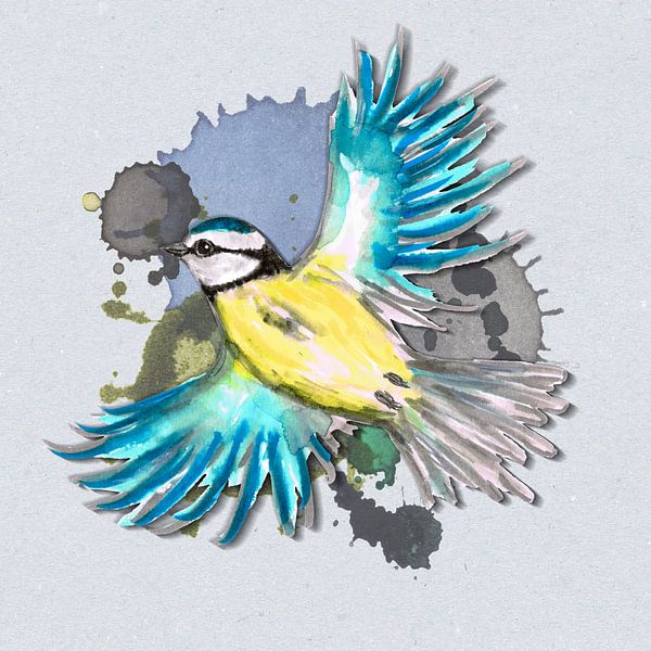 Flying Blue Tit by Bianca Wisseloo