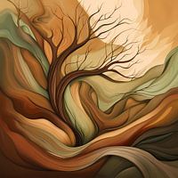 Abstract Tree in Organic Shapes - Art in Warm Nature Shades